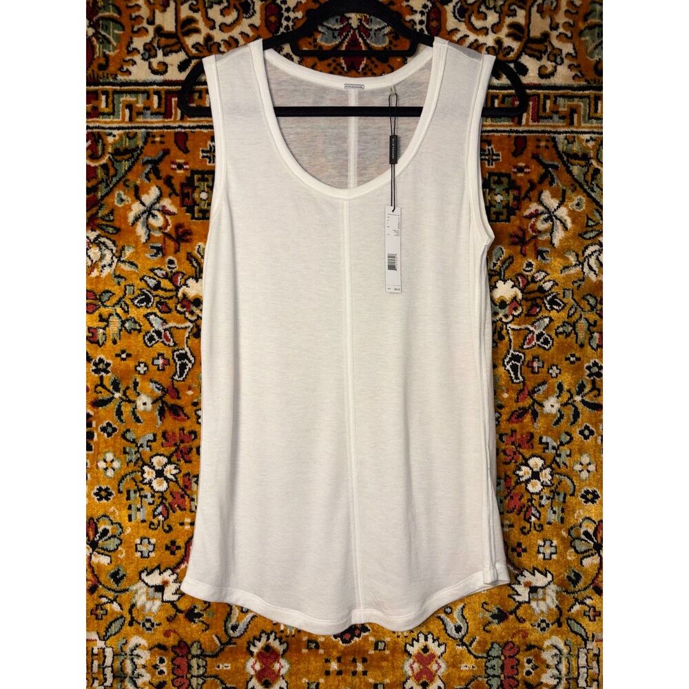 NWT Elie Tahari "Hazel Knit" Tank Sheer White Tank Tencel/Wool Blend sz L